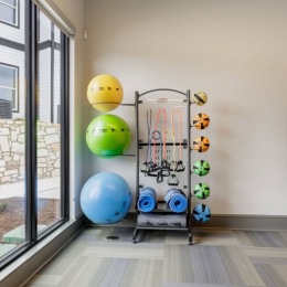 medicine balls and a workout area