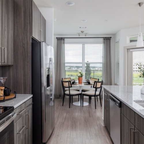 Kitchen with white Tile Backsplash 